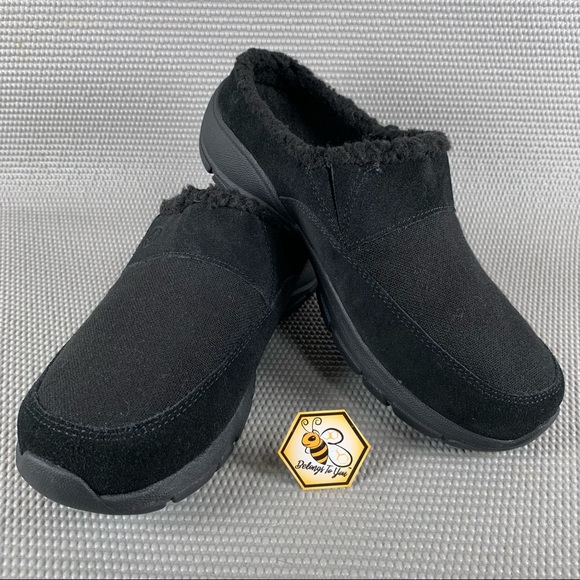 Land’ End All Weather Black Suede Slip On Mules/Clogs Women’s 8D - Picture 2 of 6